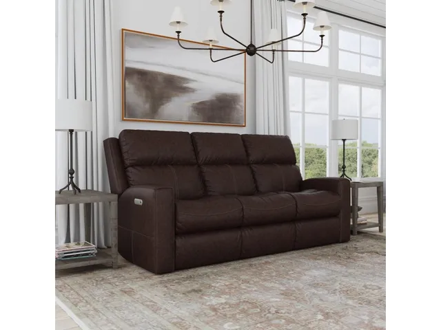 Score Leather Power Reclining Sofa with Power Headrests & Lumbar