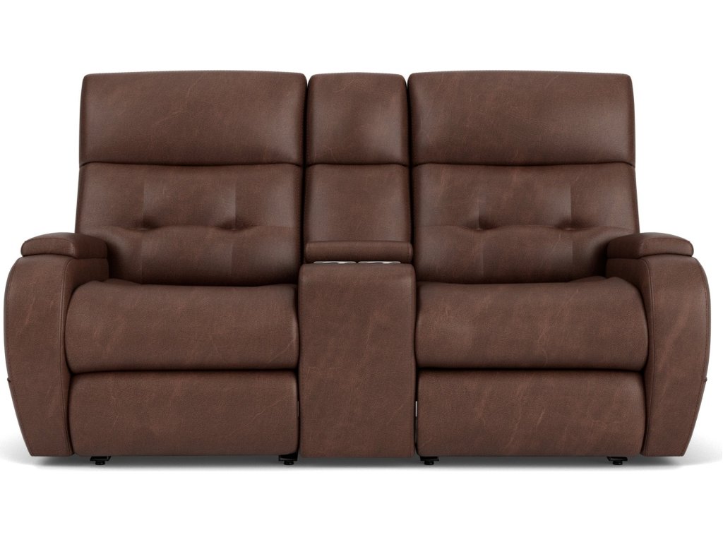 Strait Leather Power Reclining Loveseat with Console & Power Headrests - image 9