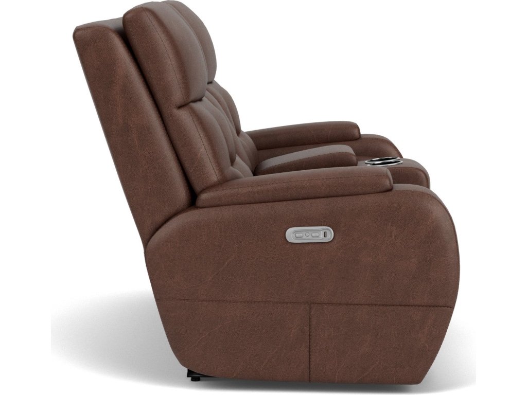 Strait Leather Power Reclining Loveseat with Console & Power Headrests - image 11