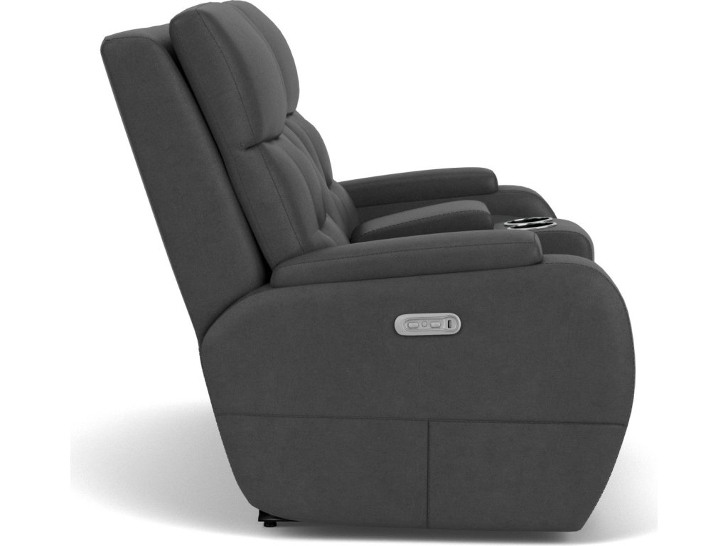 Strait Leather Power Reclining Loveseat with Console & Power Headrests - image 12