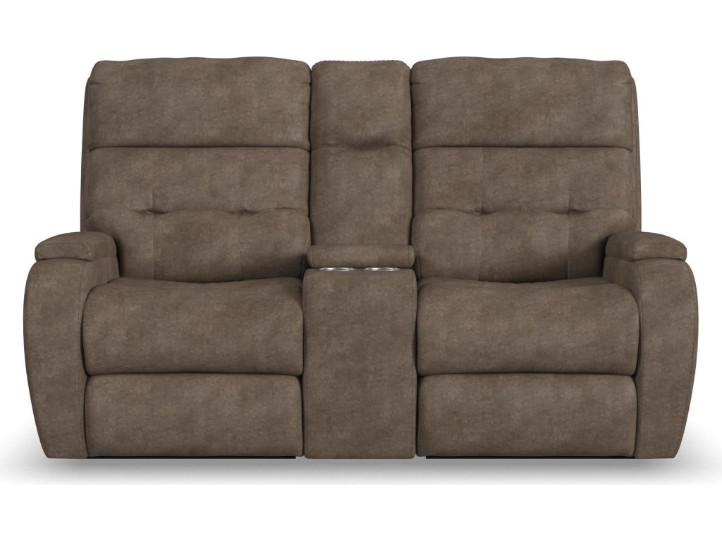 Strait Leather Power Reclining Loveseat with Console & Power Headrests - image 2