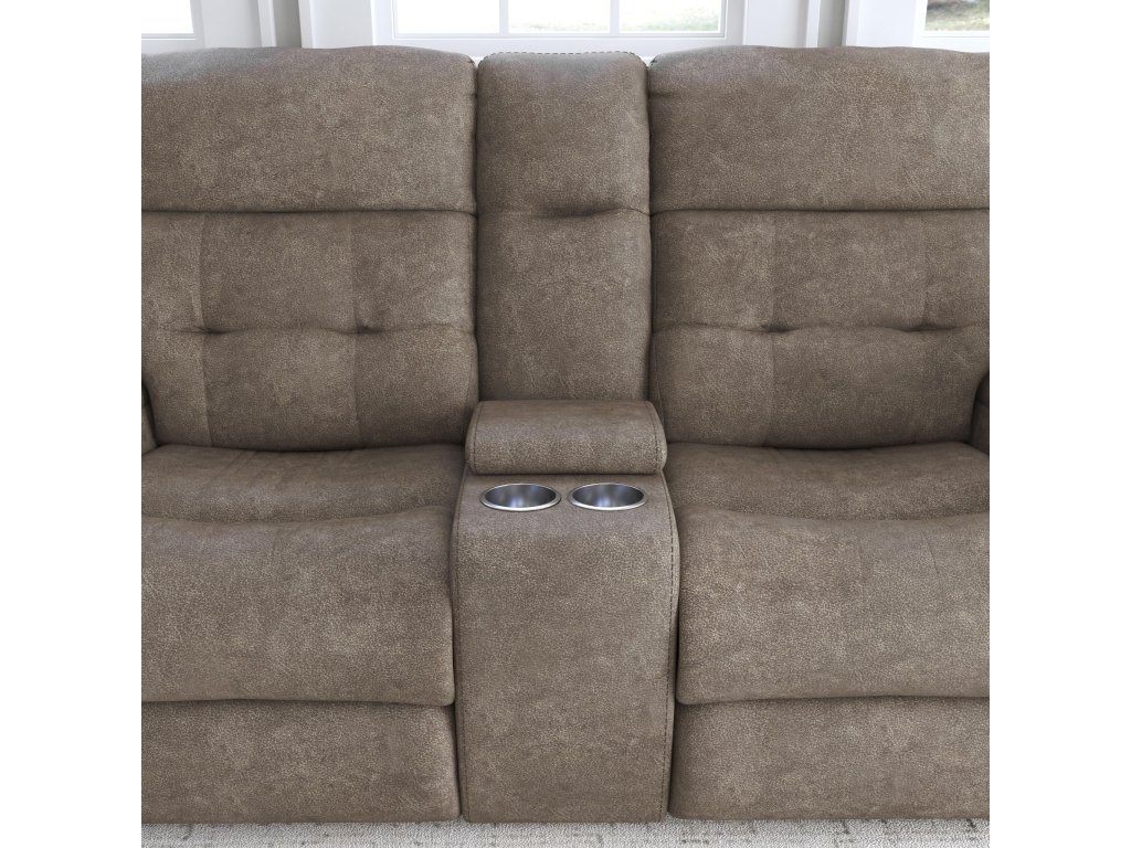 Strait Leather Power Reclining Loveseat with Console & Power Headrests - image 4