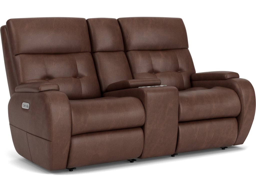 Strait Leather Power Reclining Loveseat with Console & Power Headrests - image 6