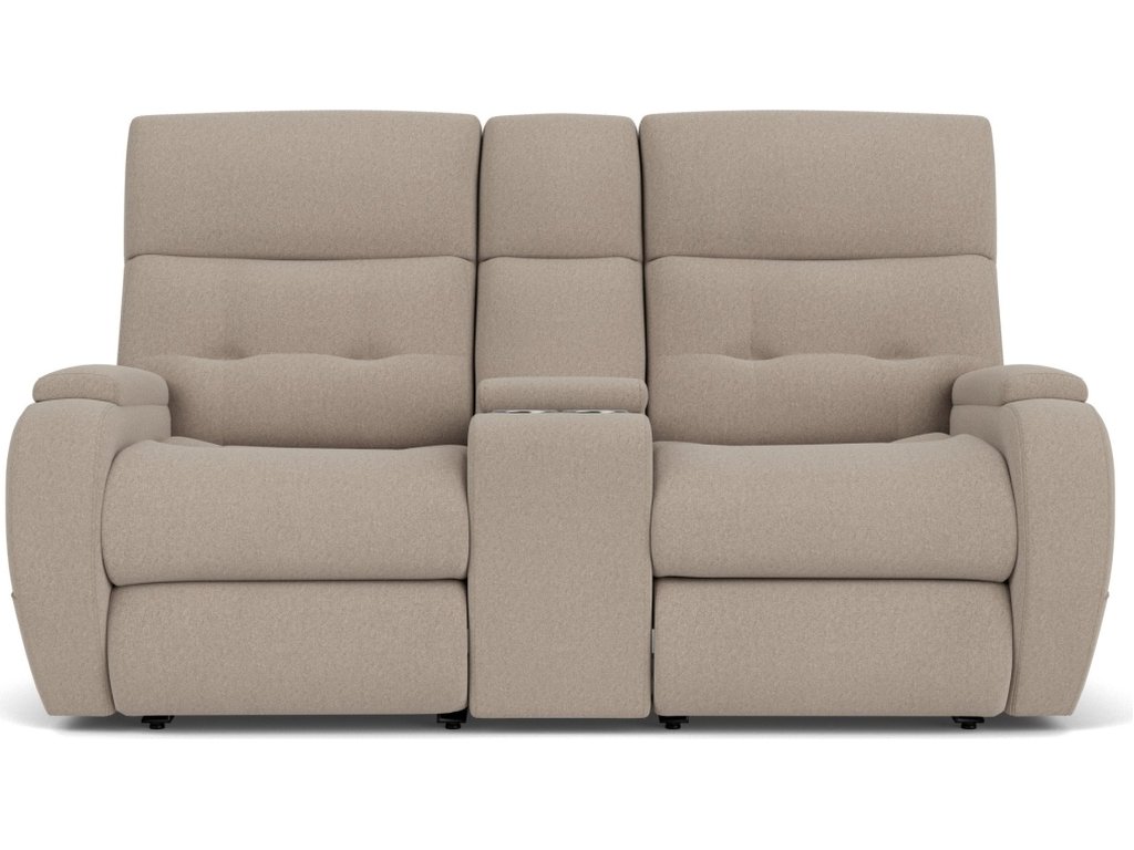Strait Leather Power Reclining Loveseat with Console & Power Headrests - image 7