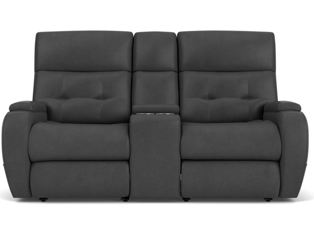 Strait Leather Power Reclining Loveseat with Console & Power Headrests - image 8