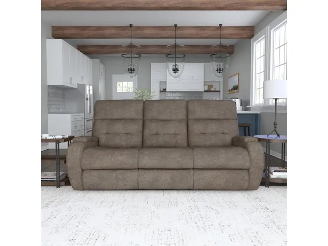 Strait Leather Power Reclining Sofa with Power Headrests