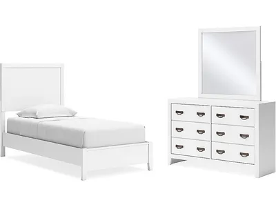 Binterglen Twin Panel Bed, Dresser and Mirror