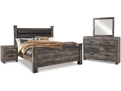 Wynnlow King Poster Bed, Dresser, Mirror and 2 Nightstands