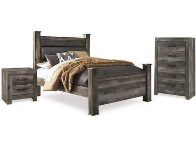 Wynnlow Queen Poster Bed, Chest and 2 Nightstands
