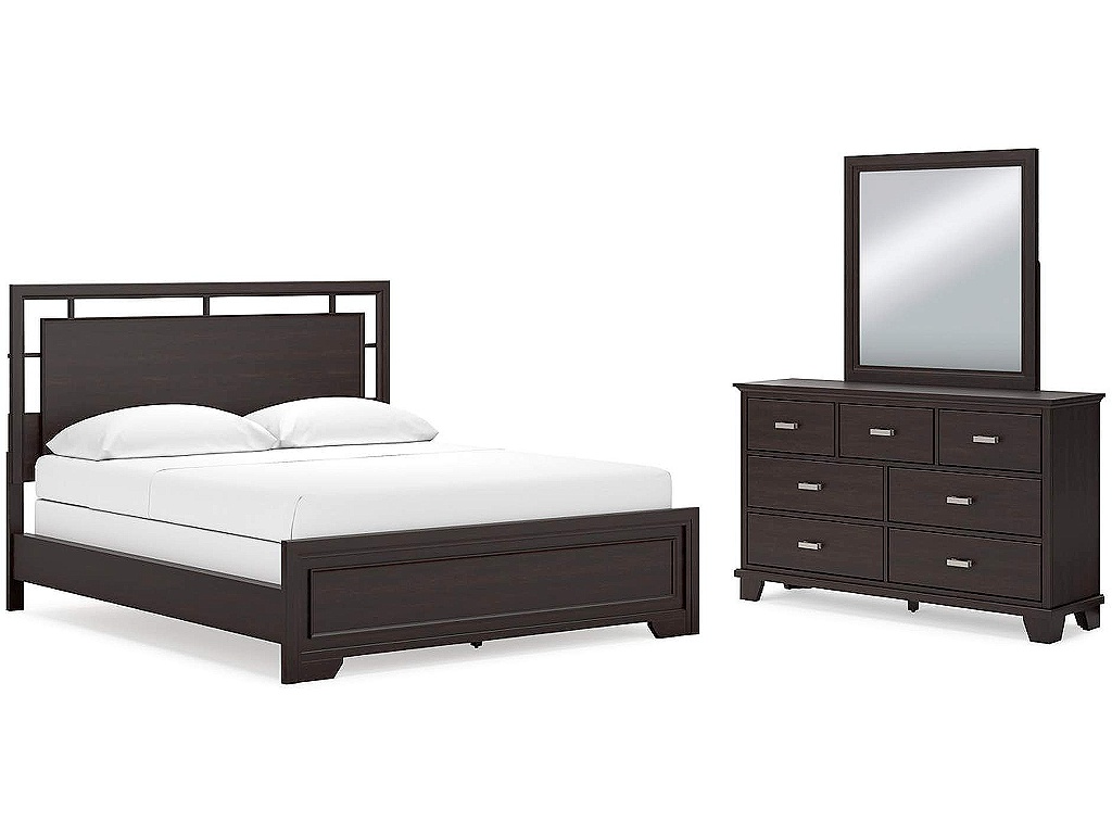 Covetown California King Panel Bed, Dresser and Mirror - main image