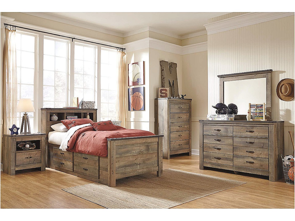 Trinell Twin Bookcase Bed with 2 Storage Drawers - image 2