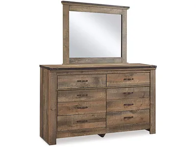 Trinell Full Bookcase Storage Bed, Dresser, Mirror, Chest and 2 Nightstands