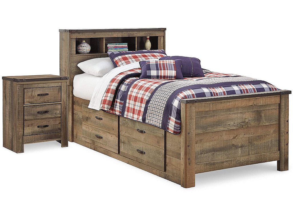 Trinell Twin Panel Bed with Storage and Nightstand - main image