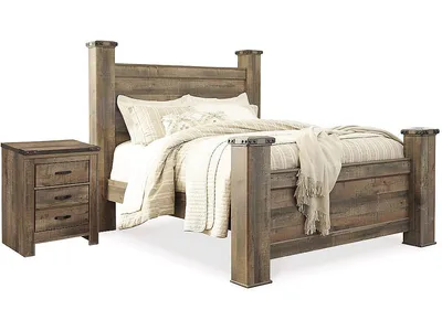 Trinell Queen Poster Bed and Nightstand
