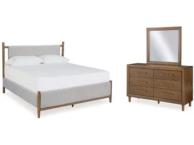 Lyncott King Upholstered Bed, Dresser and Mirror