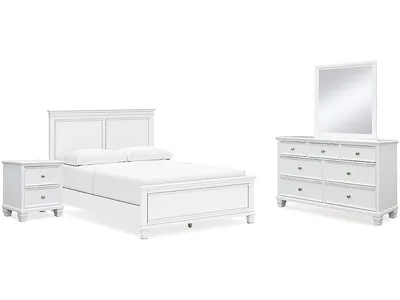 Fortman Queen Panel Bed, Dresser, Mirror and Nightstand