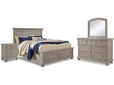 Lettner Queen Panel Storage Bed, Dresser, Mirror and Nightstand