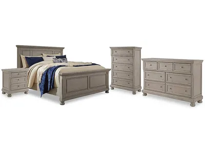 Lettner California King Panel Bed, Dresser, Chest and 2 Nightstands