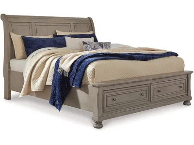 Lettner King Sleigh Bed with 2 Storage Drawers