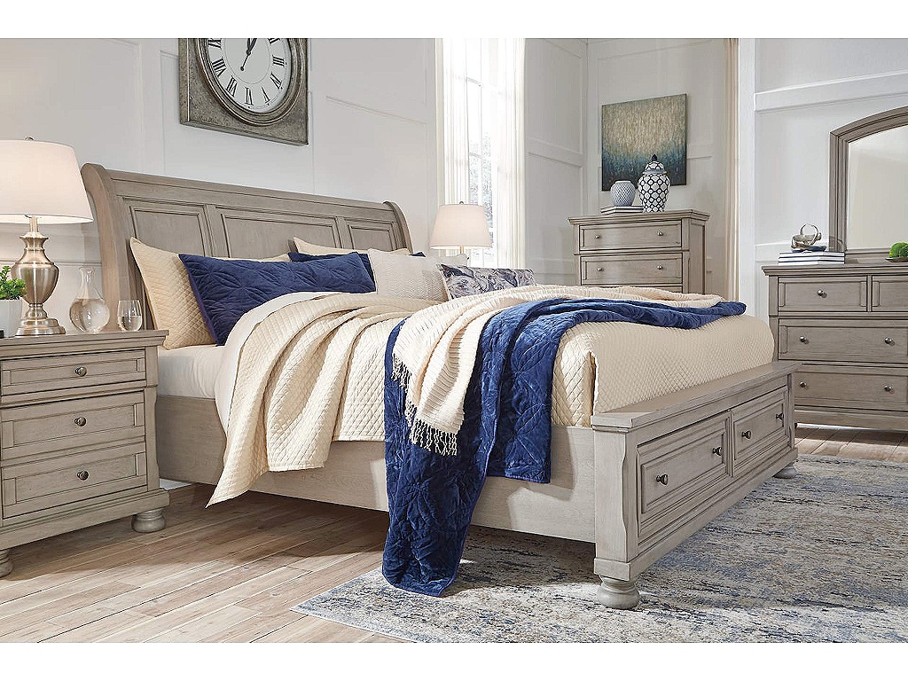 Lettner King Sleigh Bed with 2 Storage Drawers - image 2
