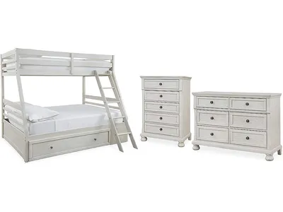 Robbinsdale Twin over Full Bunk Bed, Dresser and Chest