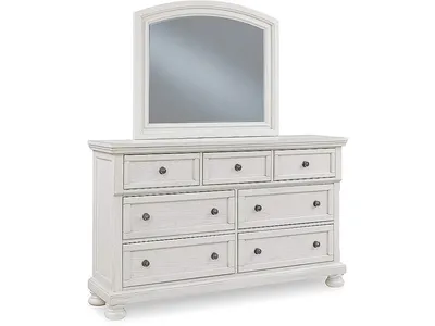 Robbinsdale Queen Sleigh Storage Bed, Dresser and Mirror