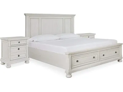 Robbinsdale King Storage Bed and 2 Nightstands