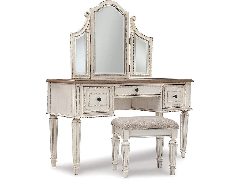 Realyn Vanity and Mirror with Stool - main image