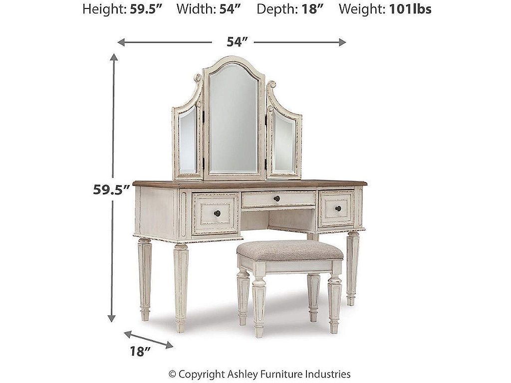 Realyn King Panel Bed, Dresser, Mirror, Chest, Vanity and Nightstand - image 12