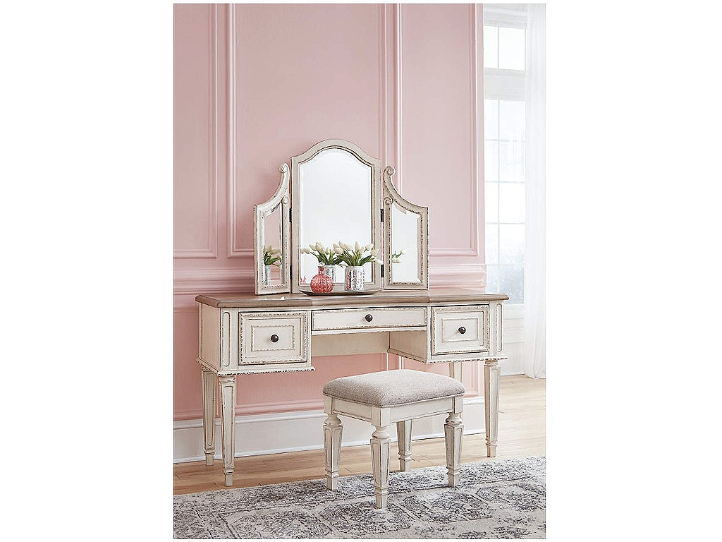 Realyn Vanity and Mirror with Stool - image 2