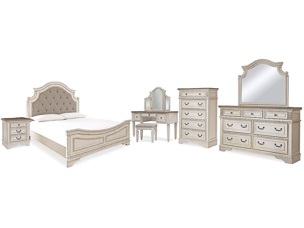 Realyn King Panel Bed, Dresser, Mirror, Chest, Vanity and Nightstand - main image