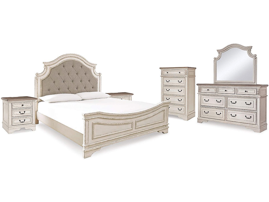 Realyn King Panel Bed, Dresser, Mirror, Chest and 2 Nightstands - image 1