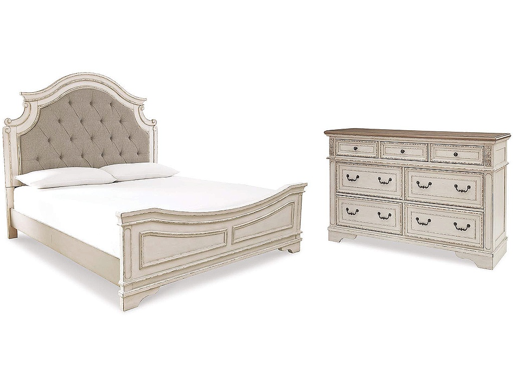 Realyn King Upholstered Panel Bed and Dresser - image 1