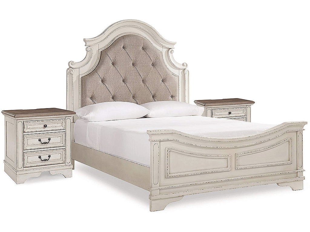 Realyn Queen Upholstered Panel Bed and 2 Nightstands - image 1