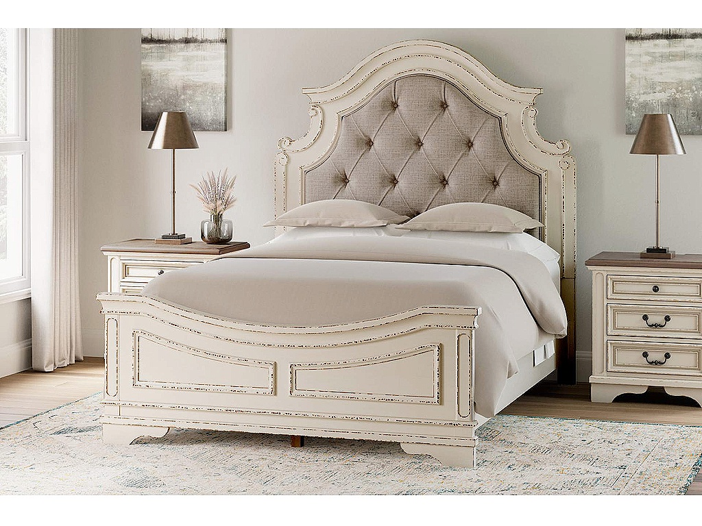 Realyn Queen Upholstered Panel Bed and 2 Nightstands - main image