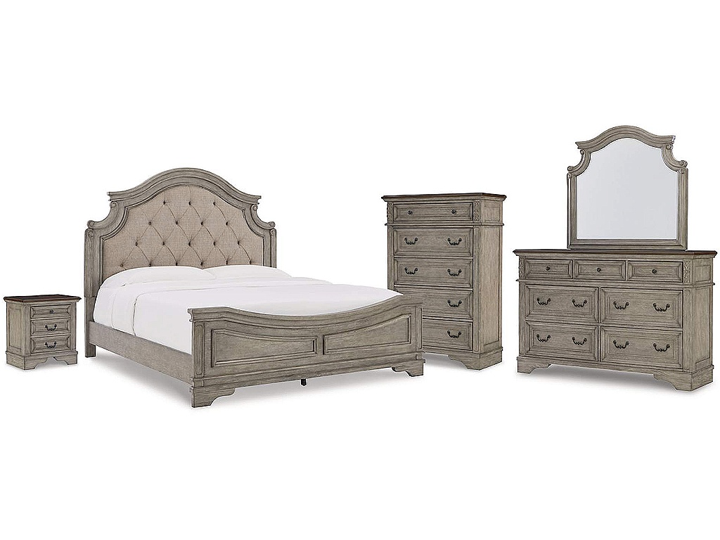 Lodenbay King Upholstered Panel Bed, Dresser, Mirror, Chest and Nightstand - main image