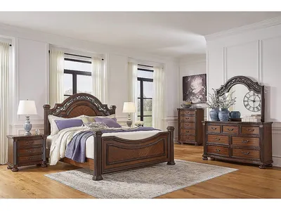 Lavinton King Poster Bed, Dresser, Mirror, Chest and 2 Nightstands