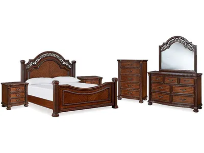 Lavinton King Poster Bed, Dresser, Mirror, Chest and 2 Nightstands - Alternative View