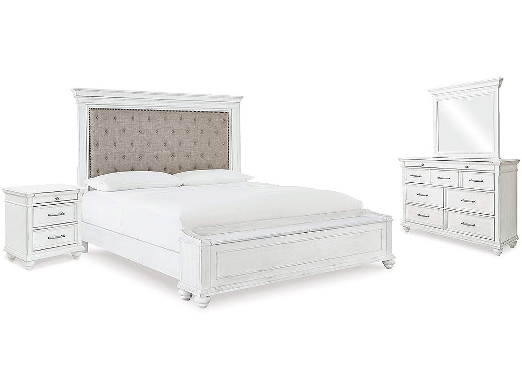 Kanwyn King Upholstered Storage Bed, Dresser, Mirror and Nightstand - main image