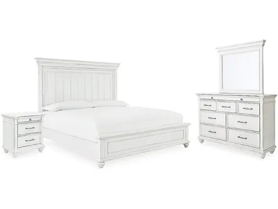 Kanwyn King Panel Bed, Dresser, Mirror and Nightstand