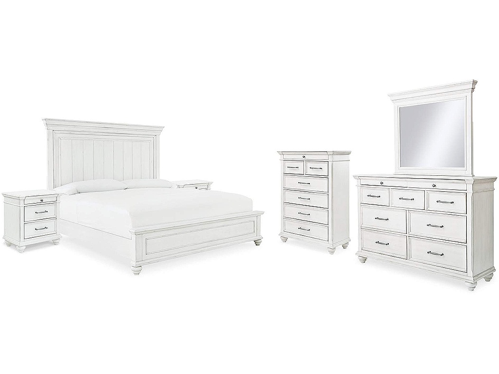 Kanwyn King Panel Bed, Dresser, Mirror, Chest and 2 Nightstands - image 1