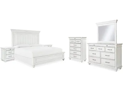 Kanwyn King Panel Bed, Dresser, Mirror, Chest and 2 Nightstands - Alternative View