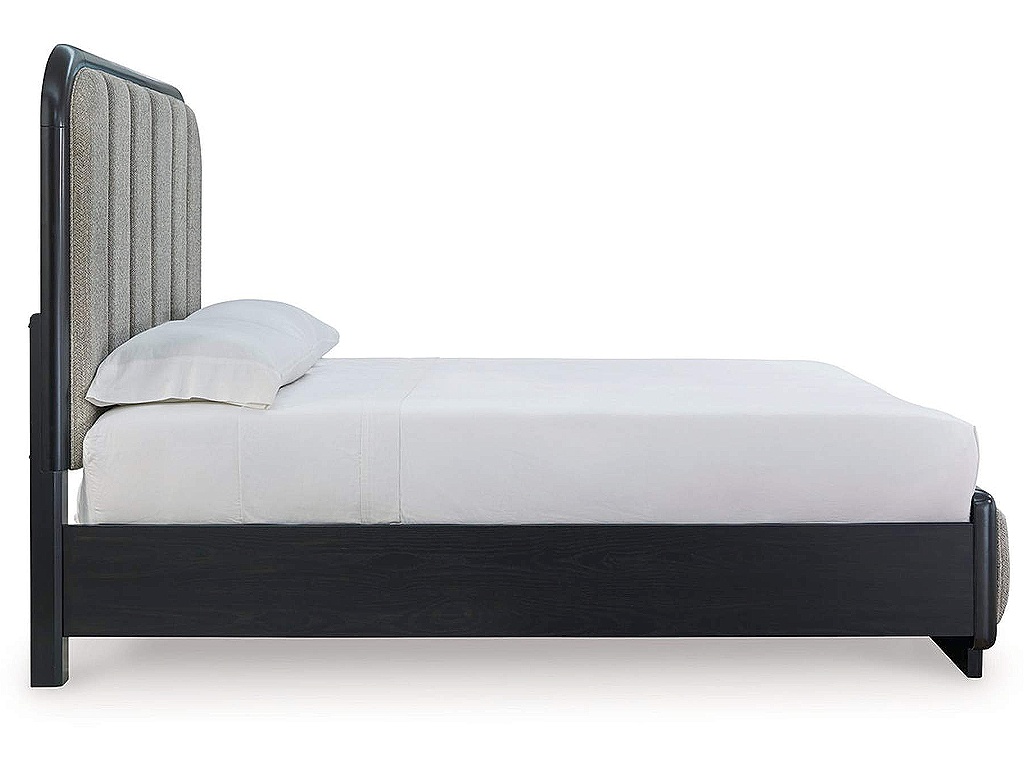 Rowanbeck Queen Upholstered Panel Bed, Dresser and Mirror - image 6