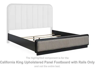 Rowanbeck California King Upholstered Panel Footboard with Rails