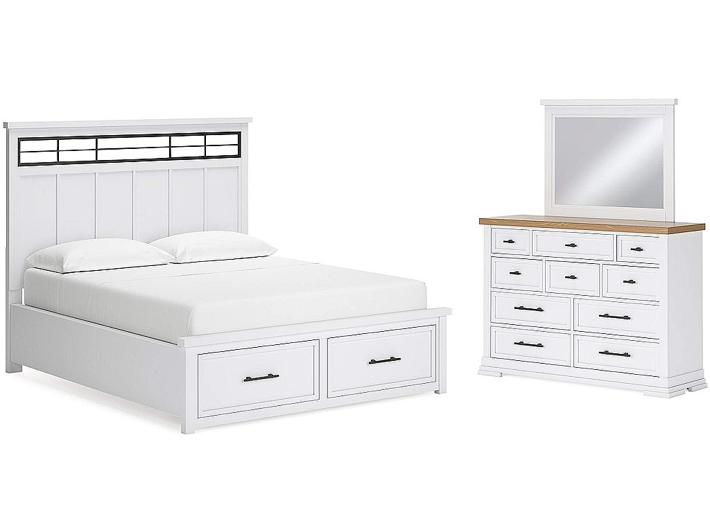Ashbryn California King Panel Storage Bed, Dresser and Mirror - main image