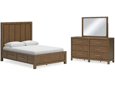Cabalynn Queen Panel Bed with Storage, Dresser and Mirror