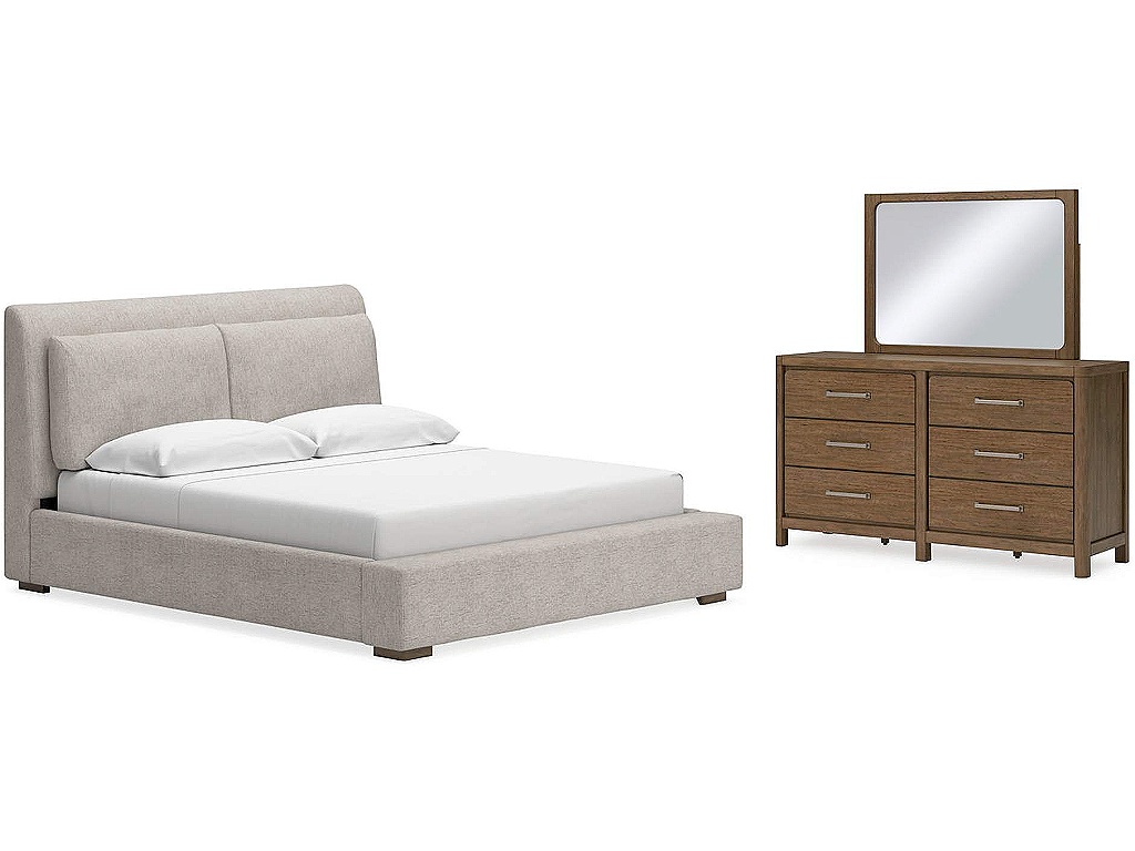 Cabalynn California King Upholstered Bed, Dresser and Mirror - main image