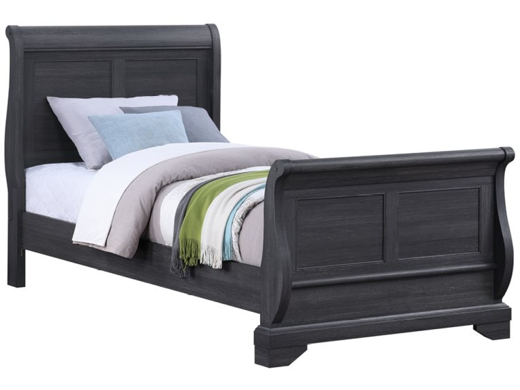 Complete Twin Sleigh Bed - Charcoal - main image