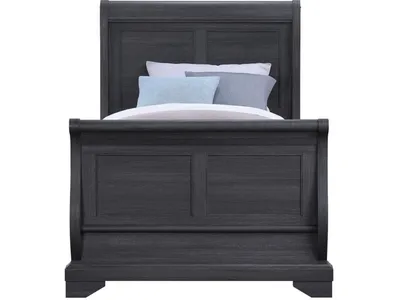 Complete Twin Sleigh Bed - Charcoal