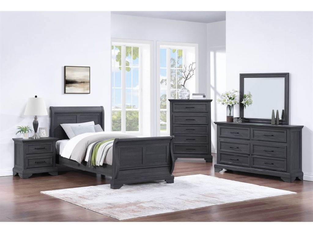 Complete Twin Sleigh Bed - Charcoal - image 3